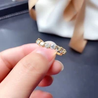 meibapj new arrival 7 stones d color moissanite diamond simple ring for women 925 sterling silver fine wedding jewelry