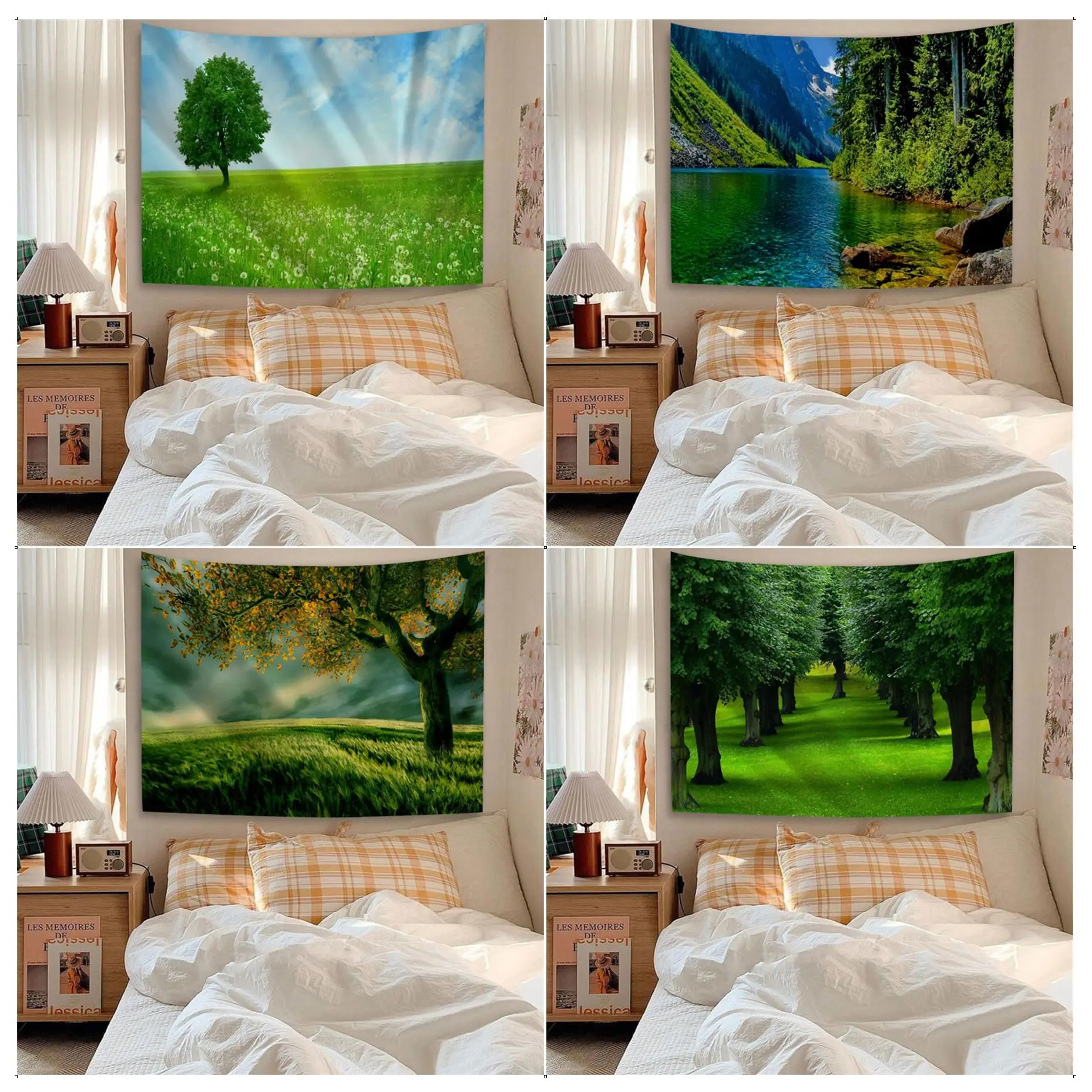 

Green Nature Printed Large Wall Tapestry Home Decoration Hippie Bohemian Decoration Divination Cheap Hippie Wall Hanging