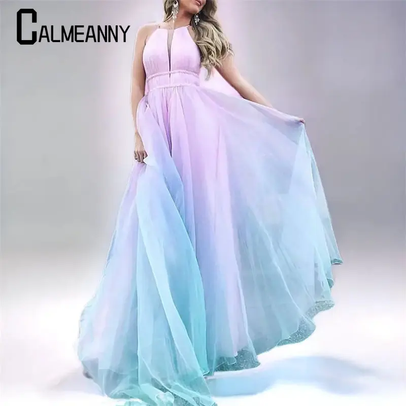 

Женское платье, Новинка лета 2023, стильное привлекательное облегающее платье-трапеция без рукавов с V-образным вырезом и принтом на талии, длинное офисное платье для женщин