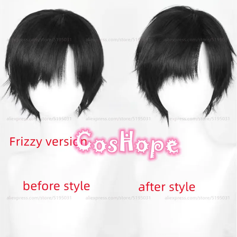 Парик для косплея зайне термостойкие синтетические волосы из короткой черной