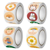 500 pcsroll ins cartoon cute stickers round sealing paste diy labels gift box package stationery kawaii decorative sticker