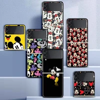 fold hard case for samsung galaxy z flip 3 black pc fall prevention zflip3 luxury bumper phone cover anime mickey mouse fundas