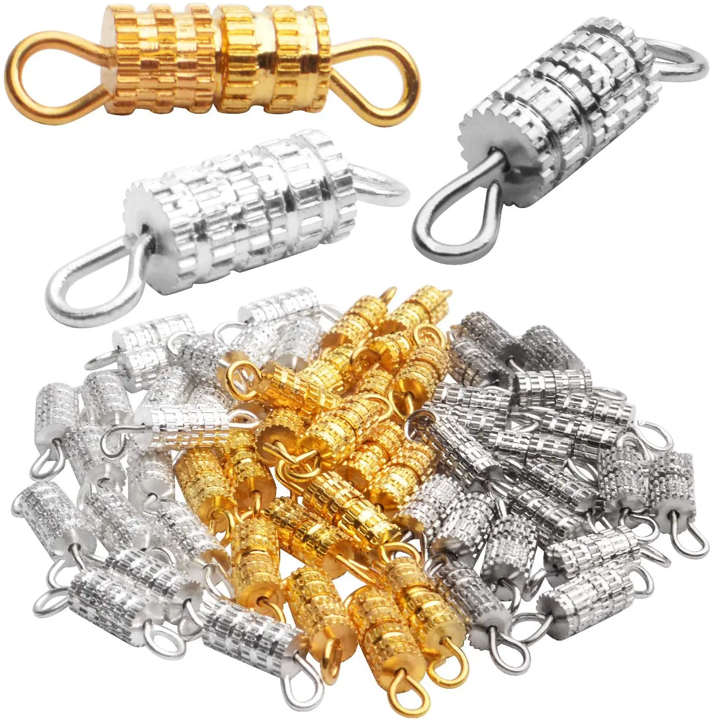 

60pcs Screw Barrel Clasps Twist Screw Clasps Cord Ends Connectors for DIY Necklace Bracelet Jewelry Making Repairing, 3 Colors