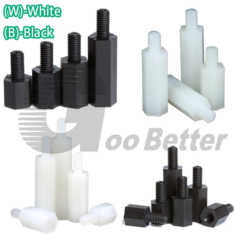 

M4 M5 Black/White Male to Female Hex Nylon Standoff Spacer PCB Motherboard Plastic Phillips Screw Hexagon Pillar Spacer