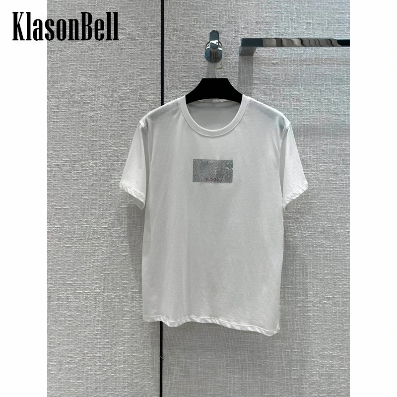 

5,21 KlasonBell с надписью Футболка со стразами Женская Модная хлопковая белая футболка в стиле High Street