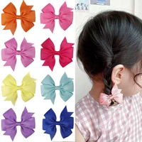 5pcs korean bows hair clips for girls dovetail ribbed hairpin solid bow knot headwear boutique kids hair accessories