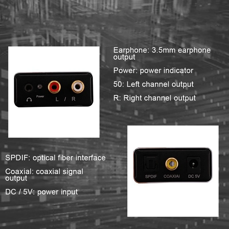 Цифро-аналоговый аудиоконвертер разъем 3 5 мм Aux Rca L/R преобразователь