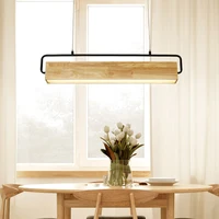 Nordic Wooden LED Pendant Light Long Wood Hanging Lamp Study Restaurant Dining Room Office Table Droplight  living room decor