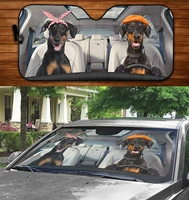 funny two dobermans dog driving on summer car sunshade cute doberman couple driving auto sunshade car windshield durable visor