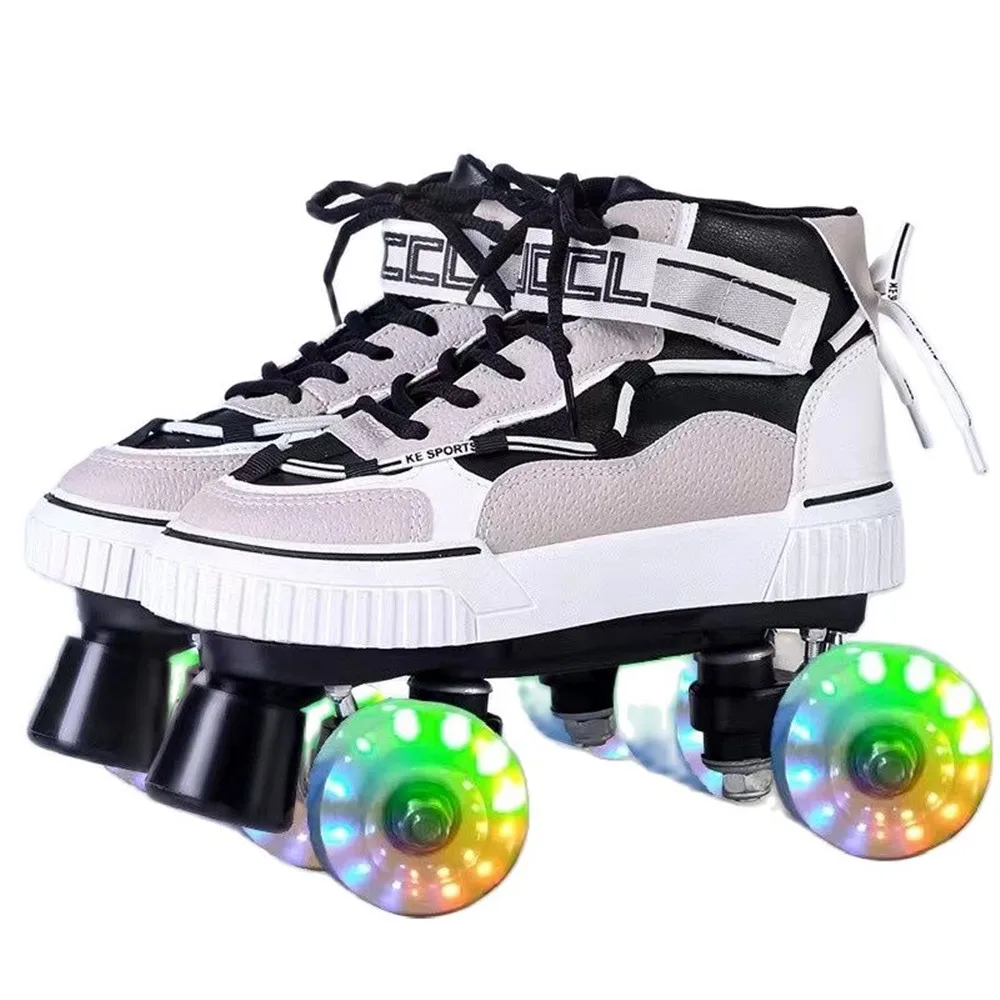 Factory Direct Roller Skates Double Line Skates Women Men Children Two Line Skate Shoes Patines With 4 Colors PU 4 Wheels