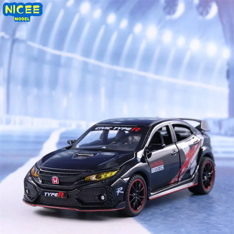 

1:32 HONDA CIVIC TYPE-R High Simulation Diecast Metal Alloy Model car Sound Light Pull Back Collection Kids Toy Gifts A108