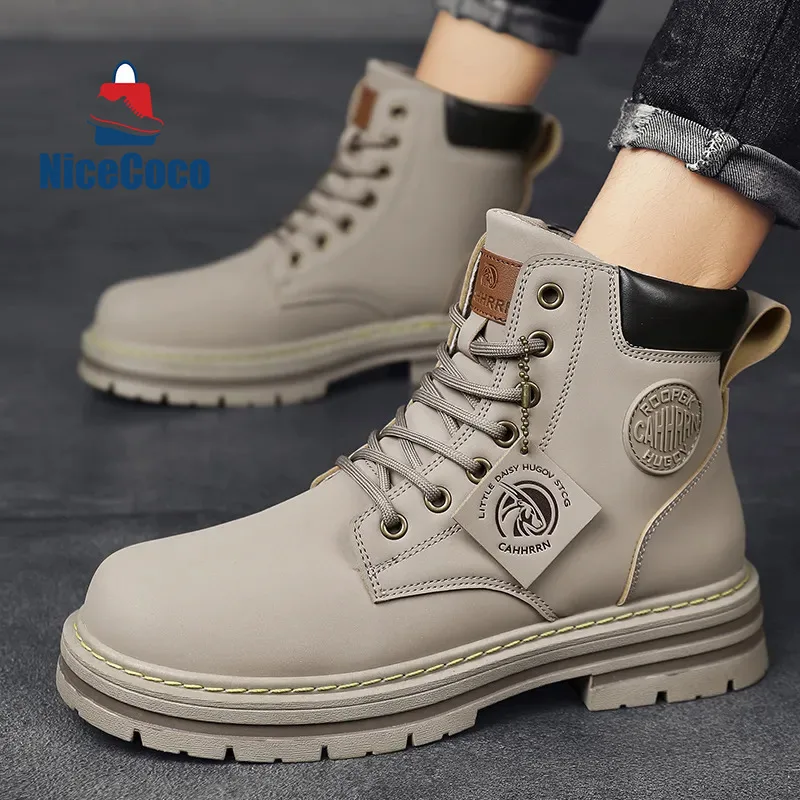 

Men's Shoes Casual Male Cowboy Boots High-Top Catwalk Outdoor Leather Platform Chelsea Ankle Botas Designer Luxury Autumn 1010