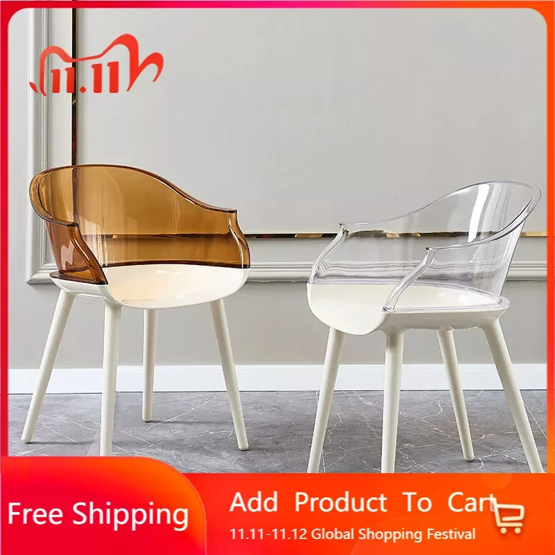 

Accent Lounge Dinner Chair Plastic Relax Individual Restaurant Chairs Ground Back Chaises De Salon Living Room Furniture WXH30XP