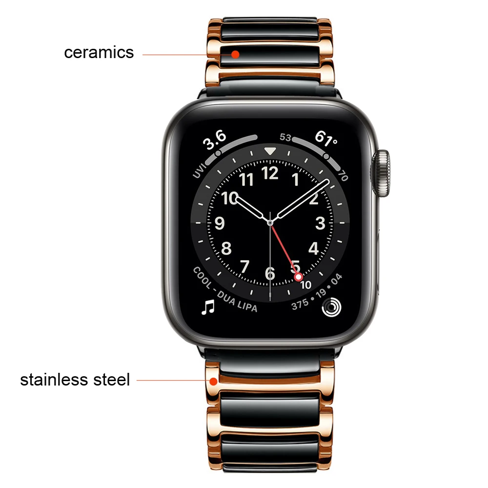 Ceramic + Metal strap for Apple watch 45mm 41mm 44mm 42mm 40mm Stainless steel replacement belt for iwatch UItra 8 7 6 5 4 3 SE