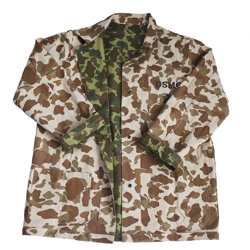 Camo Military Jacket USMC HBT Marine Corps Tactical Outdoor Jacket Pacific Retro WW2 US Army Pure Cotton Running Jacket For Men