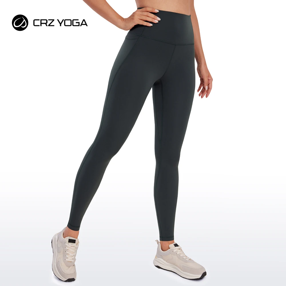 

CRZ YOGA Womens Butterluxe Workout Leggings 28 Inches - High Waisted Gym Yoga Pants with Pockets Running Buttery Soft