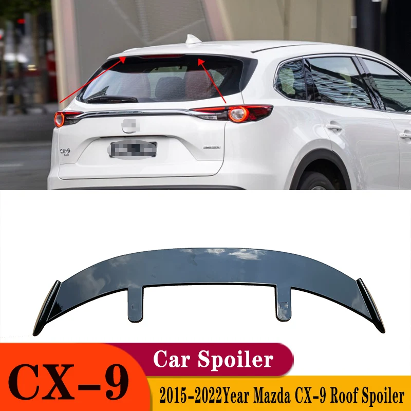 

For Mazda CX-9 Hatchback Roof Spoiler 2016-2022ABS Plast Carbon Fiber Look Black Rear Wing Body Kit Accessories Decorate Styling