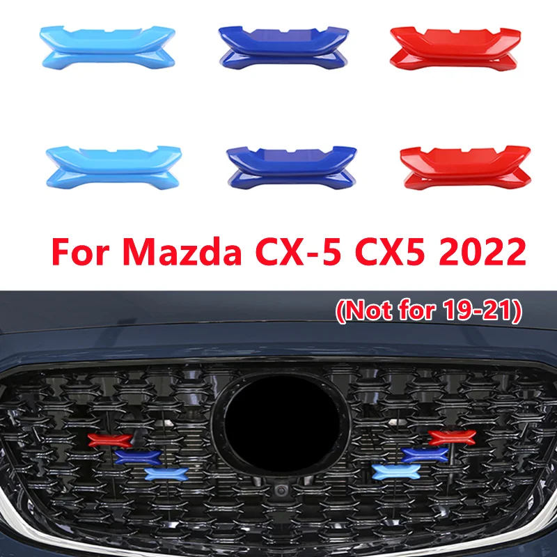 

6 шт./набор, декоративные наклейки для передней решетки автомобиля Mazda CX-5 CX5 2022 (не для 2019-2021)
