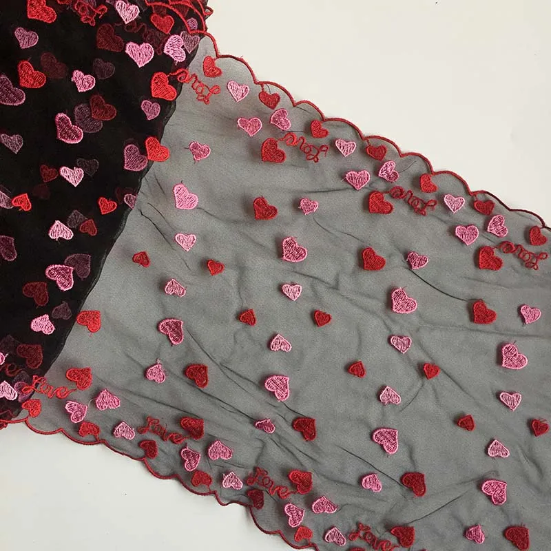 

20Yards Bilateral Heart Embroidered Lace Trim Mesh Bra Lingerie Underwear Wedding Dress Decor Garment Sewing Trimmings DIY