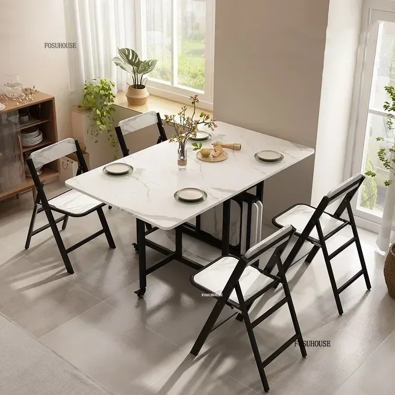 Складной обеденный стол подвижный в скандинавском стиле для 4-6 человек