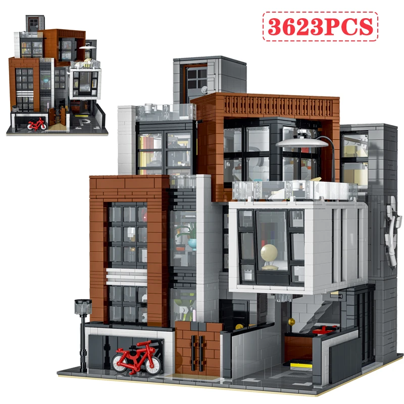 

3623 PCS Friends City Street View Modern Multi-layer Villa House Building Blocks Architectural Bike Bricks Toys For Kids Gifts