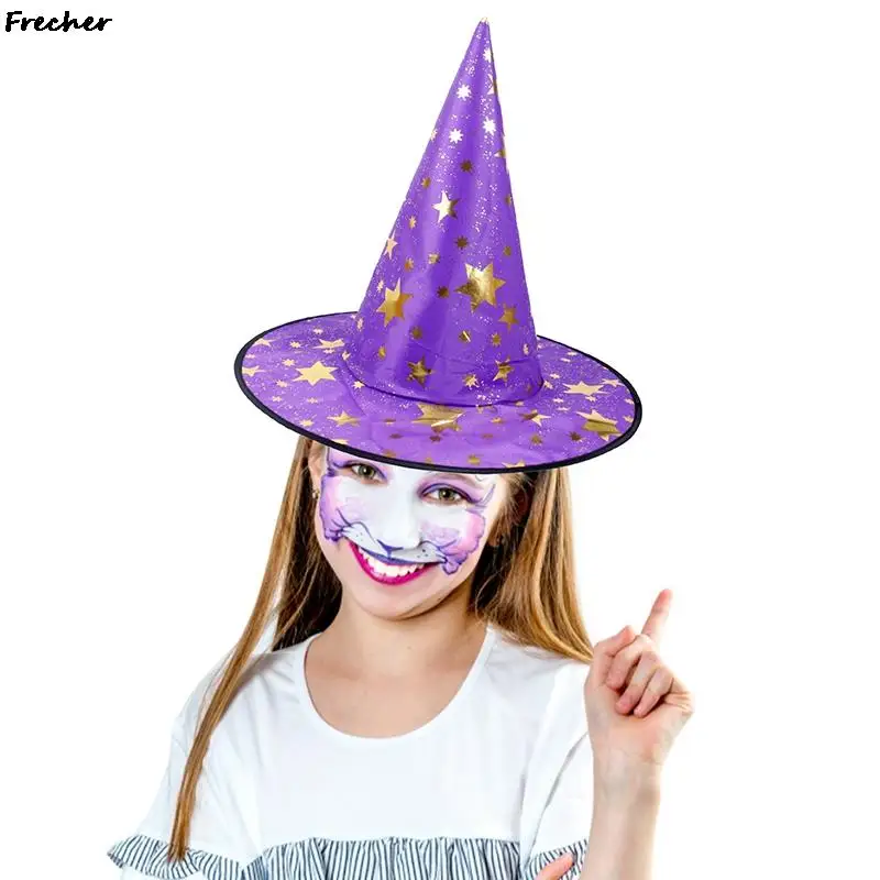 

Adult Kids Masquerade Wizard Hat 2022 Halloween Witch Hats Cosplay Party Costume Fancy Dress Decor Holiday Headgear Sequins