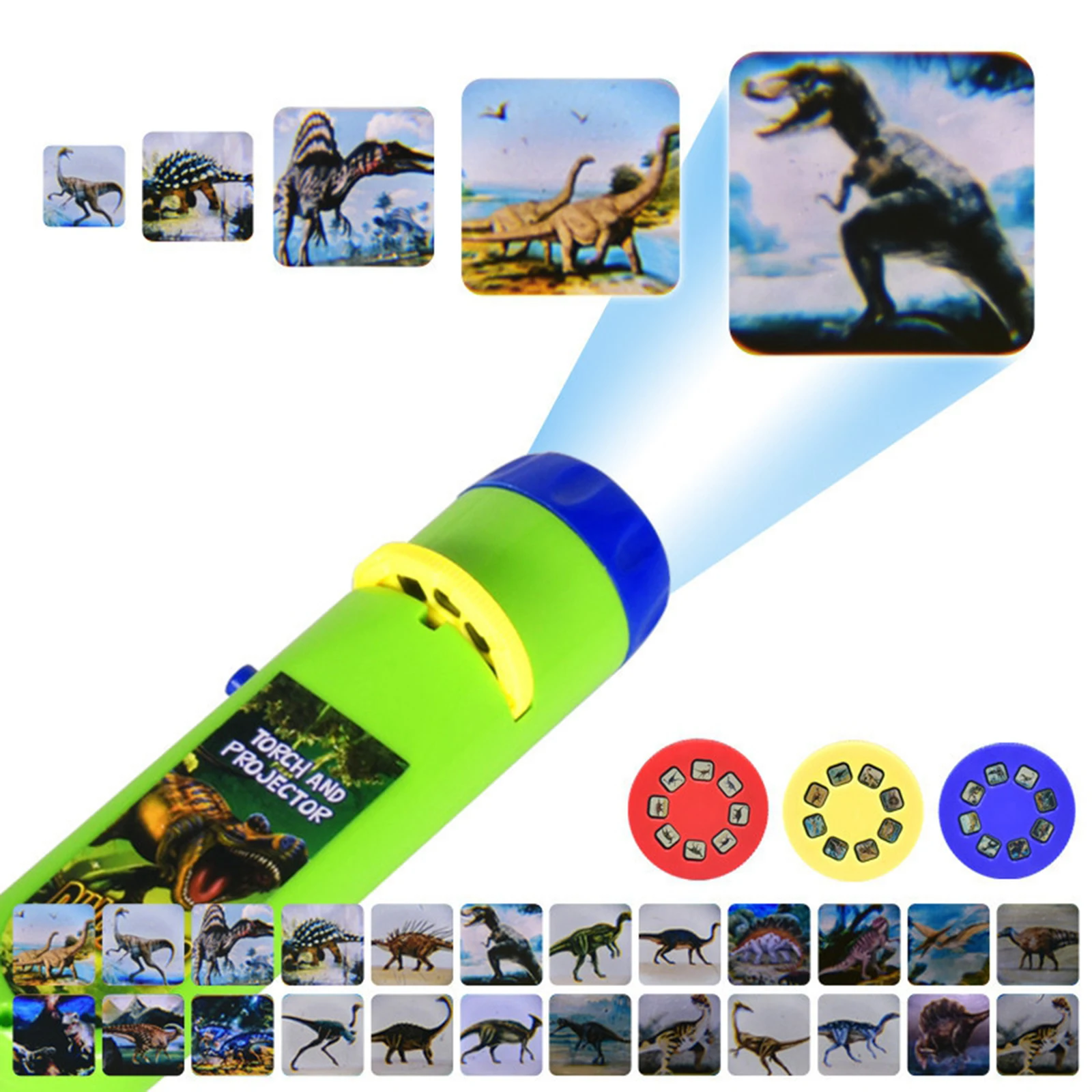 

Educational Torch Projector Lamp Flashlight Projection Play Toys Torch Lamp Solar Projector Dinosaur Kids Torch and Projector