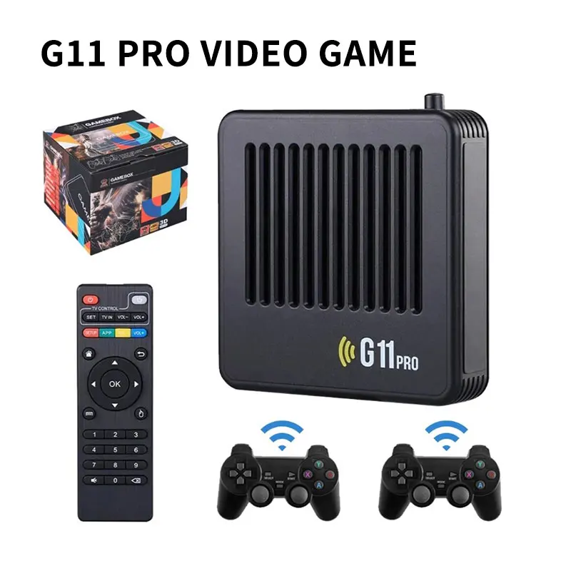 

G11 Pro Retro Video Game Console Game Stick Gamepad Up to 256G 4K HD TV 2.4G Wireless Double Controller 60000+ Games for N64/PSP