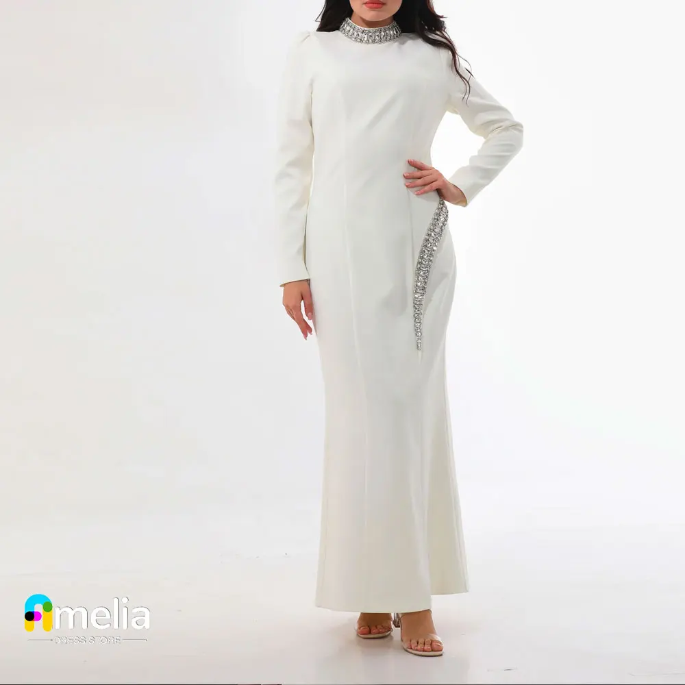 

Amelia High Neck Prom Dress Full Sleeves With Ankle Length Evening Dress Women Wedding Party Formal Gowns Arabia