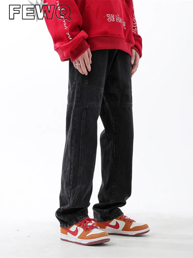 

Джинсы FEWQ мужские однотонные, Простые Модные Винтажные повседневные Прямые брюки в американском стиле, осень 2022