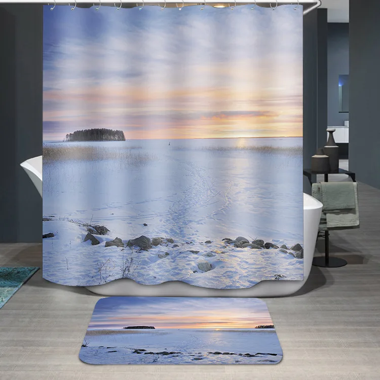 

Занавеска для душа в скандинавском стиле Финляндия Снежная сцена большая занавеска для душа из полиэстера с принтом Водонепроницаемая зан...