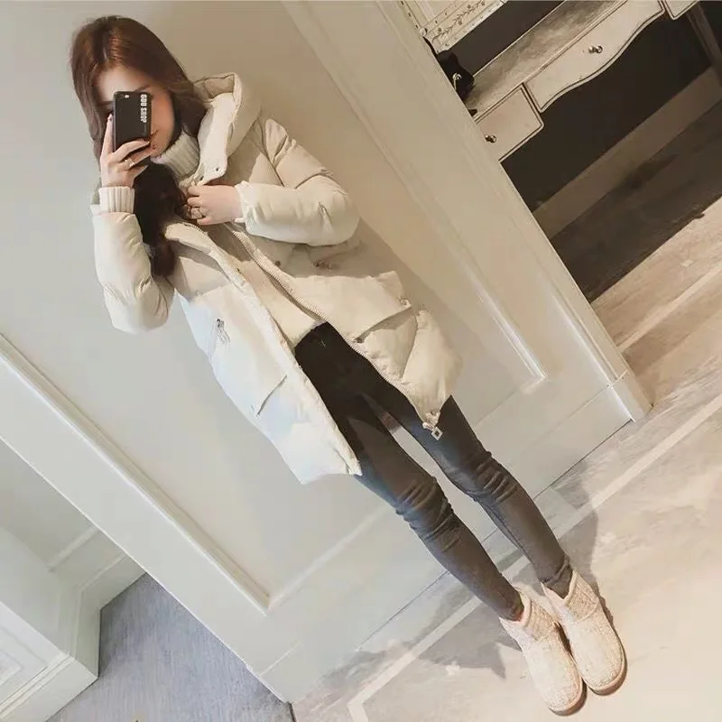 Fashion Hooded Parka Women Winter Female Jackets Solid Cotton Jacket Coat Zipper Casual Girl Thick Outerwear Loose Cotton Padded