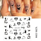 1 шт., декоративная наклейка для ногтей с надписью Sexy Lady Черные линии, цветы, листья, водные наклейки, наклейки с цветочным рисунком для лица, мраморный узор, слайдер для ногтей, летнее украшение для дизайна ногт