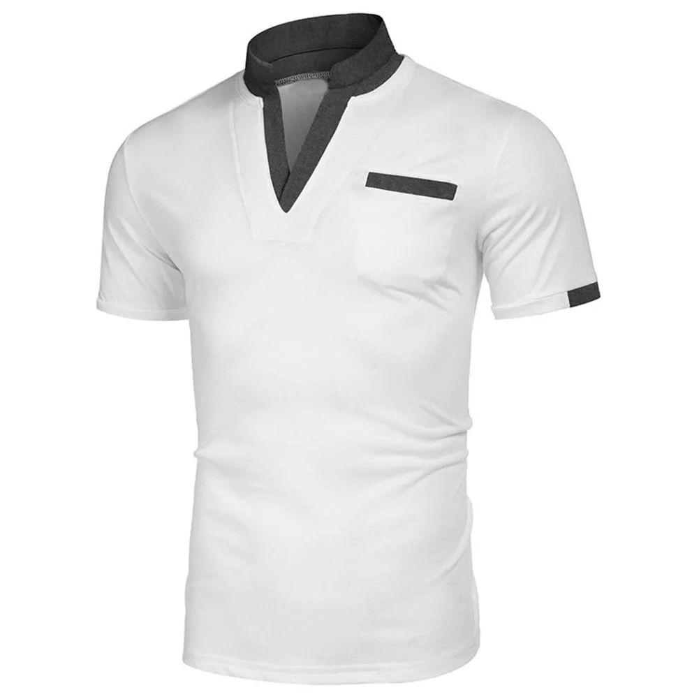 

Mens V Neck Henley Short Sleeve T Shirt Casual Slim Fit Pullover Tee Top
