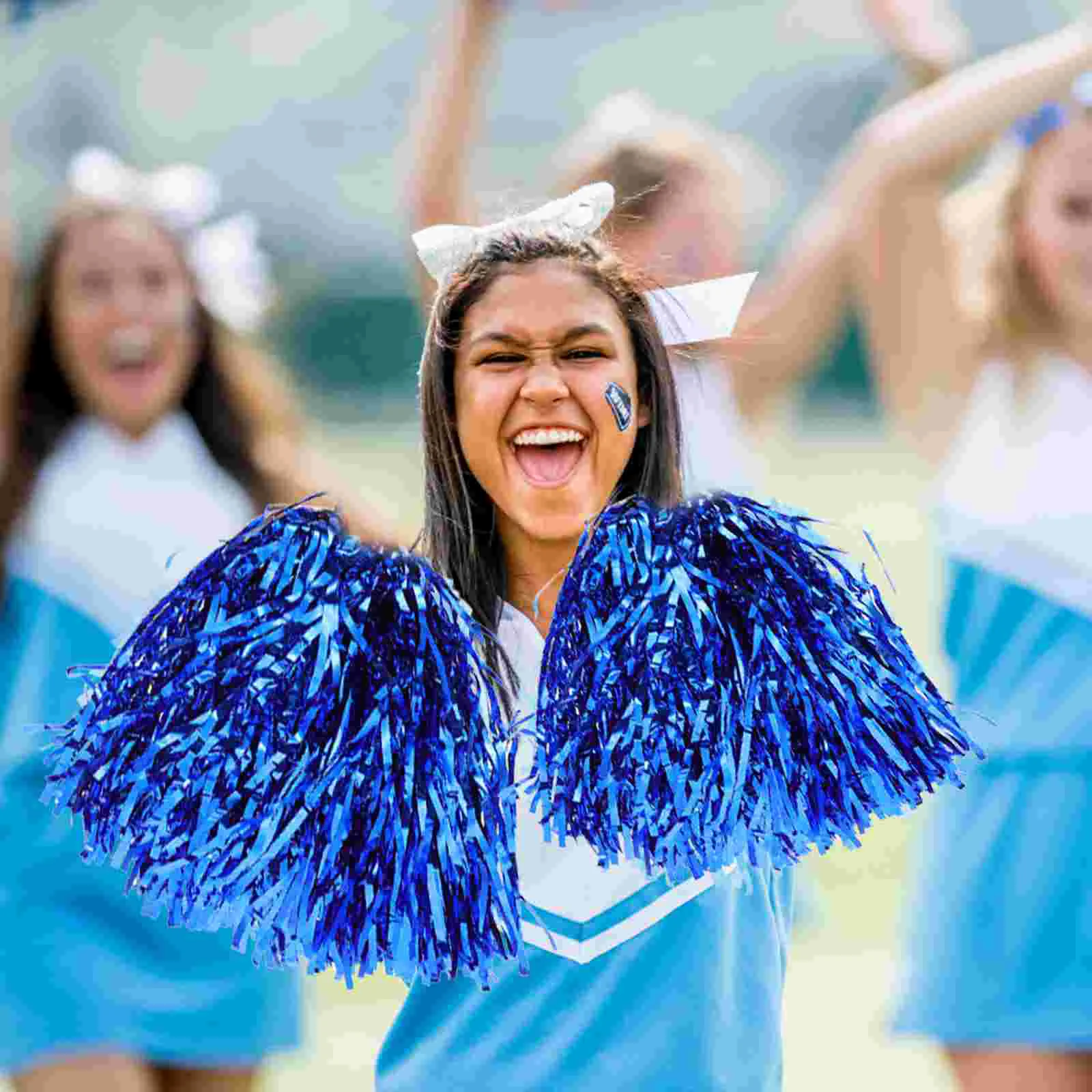 

Poms Pom Cheer Cheerleading Handle Metallic Cheering Hand Pompoms Sports Leader Youth Handheld Flowers Dance Squad Cheerleader