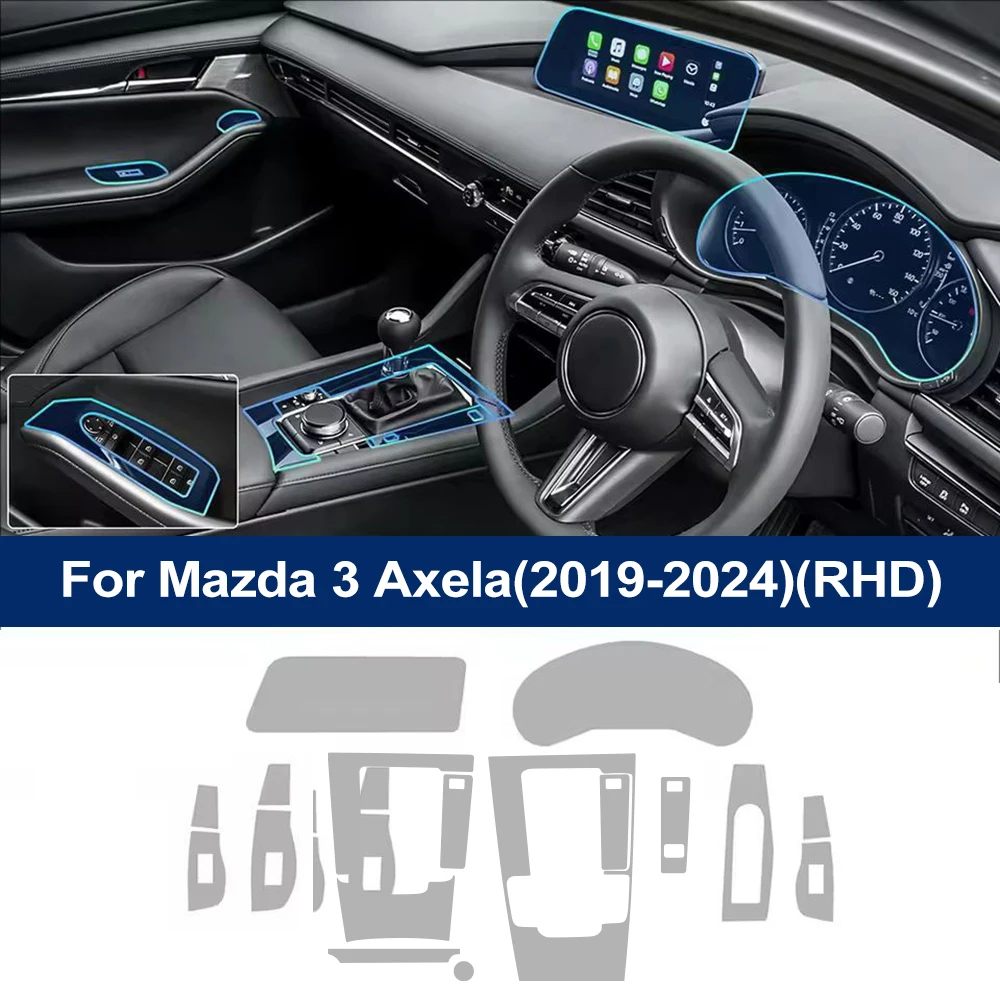 

Защитная Пленка Из ТПУ Для Салона Mazda 3 BP M3 Axela 2019-2025, Прозрачная, Самовосстанавливающаяся, Предварительно Вырезанная
