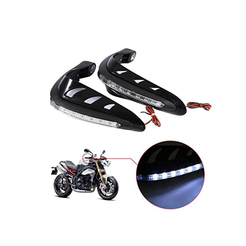 

1Pair Motorcycle Handlebar Hand Protector with LED Light Handguards LED Hand Guard Universal Hand Guards Motor accessories