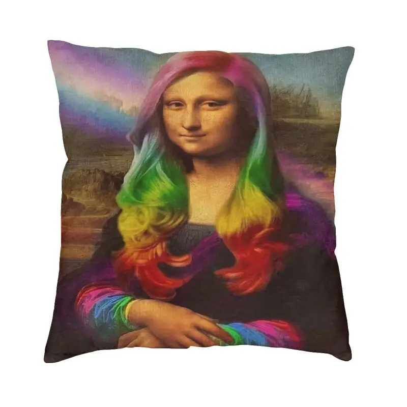 

Luxury Mona Lisa Throw Pillow Cover Home Decor Custom Square Leonardo Da Vinci Oil Painting Cushion Cover 40x40cm Pillowcover