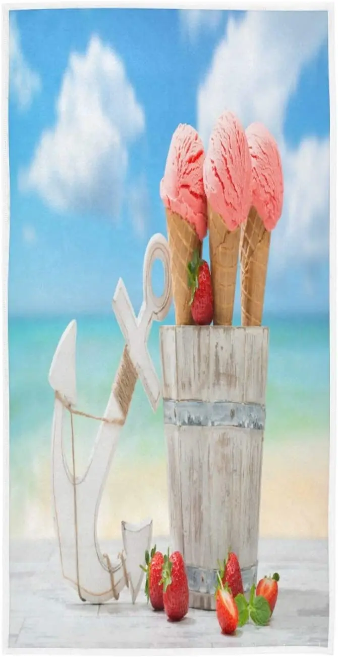 

Face Towel Anchor Strawberry Ice Cream Ocean Sea Soft Bath Hotel Spa Hand Gym Sport Towel toalha de banho