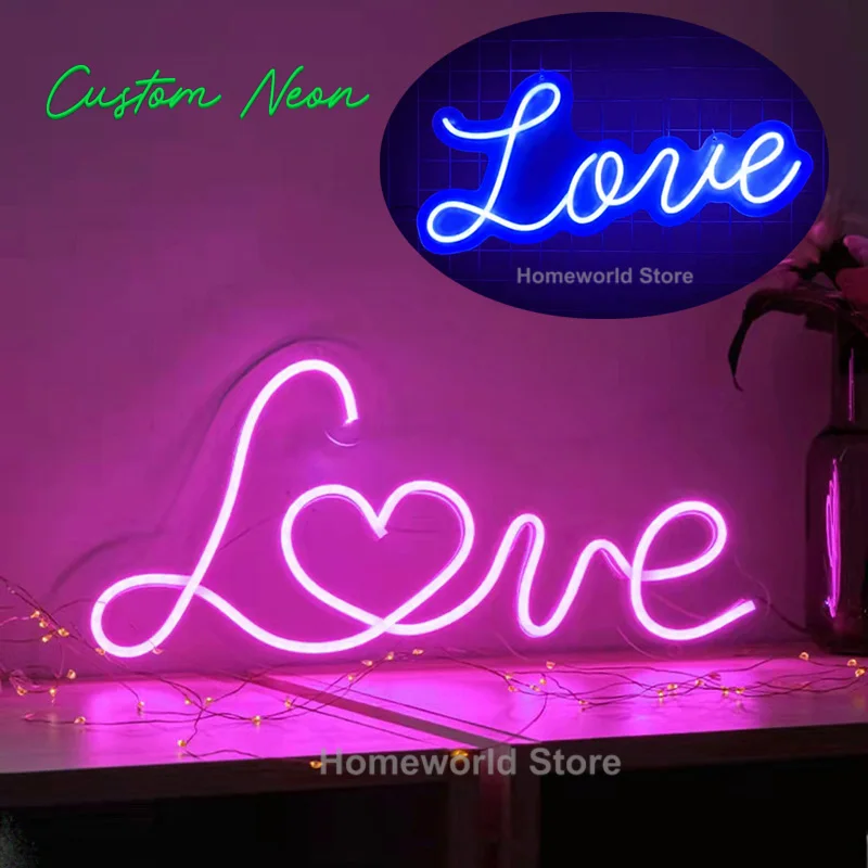 Art Love Neon Light Sign Figure Letter Modeling LED Lamp Acrylic Panel Wall Decor DIY Room Party Nightlight Wedding Confession