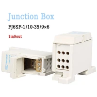 junction box connectors terminal block one in nine out 380v copper parts power distribution box rail mounting multi purpose 1pcs