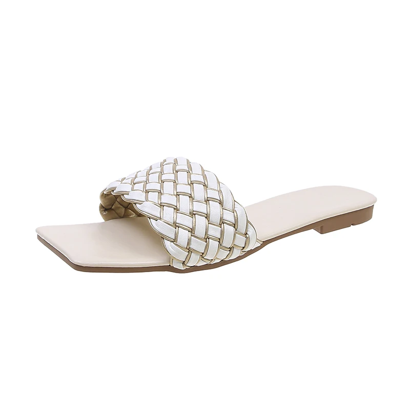 Square Toe Flat Slippers Beach Sandals Ladies Casual Flip-Flops Ladies Wedge Shoes Ladies Ladies Slippers Fashion Slippers