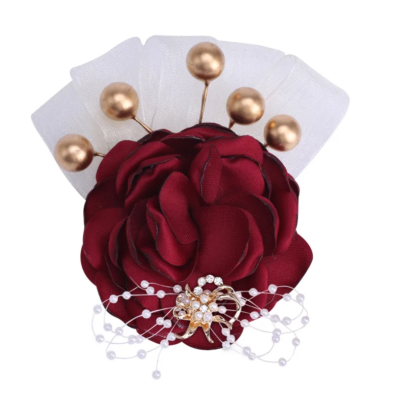 

VOHSIAHPO свадебный браслет на запястье, искусственный жемчуг, пион, браслеты подружки невесты, мужские браслеты на церемонию, выпускной, фестив...