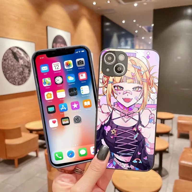 

Himiko Toga чехол для телефона iPhone 14 13 12 11 Pro Max X XR XS 8 7 Plus чехол для телефона из жидкого стекла