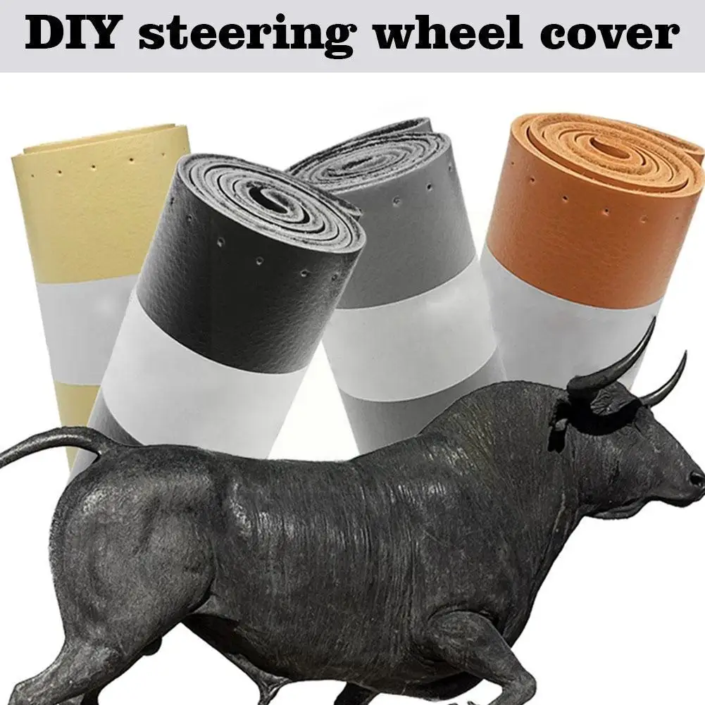 

DIY Soft Fiber Leather Steering Wheel Covers Universal accessories Interior steering-wheel With And Needles Car Thread brai J4L5