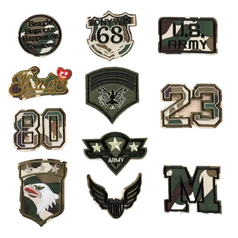 50 шт./лот роскошная нашивка с вышивкой зеленая буква номер украшение для одежды