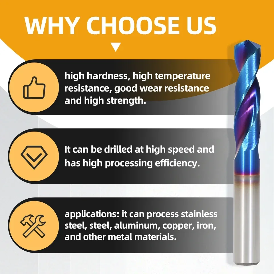 Лю ХРК65 ° Сверла из карбида вольфрама сверла по металлу для жесткой