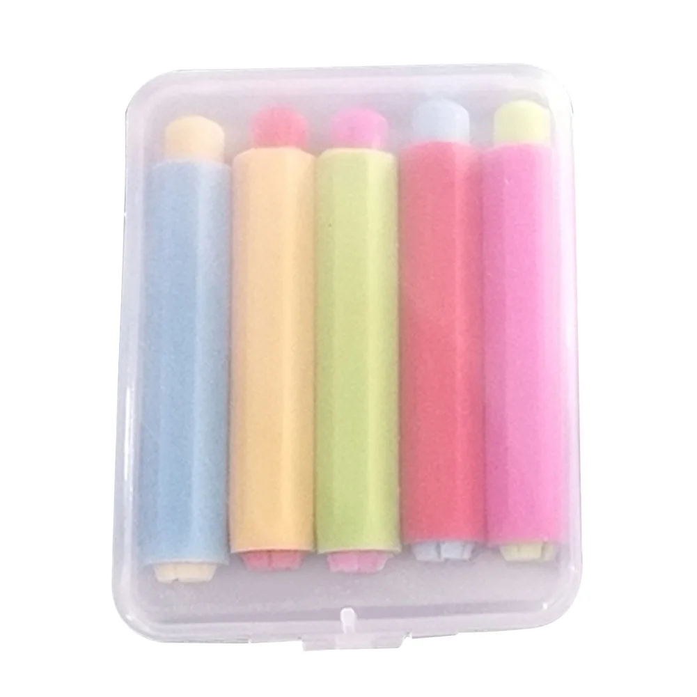 

5pcs Colourful Chalk Holder School Office Clip Adjustable Drawing Non-toxic Teacher Children Hard Case Health Protective Storage
