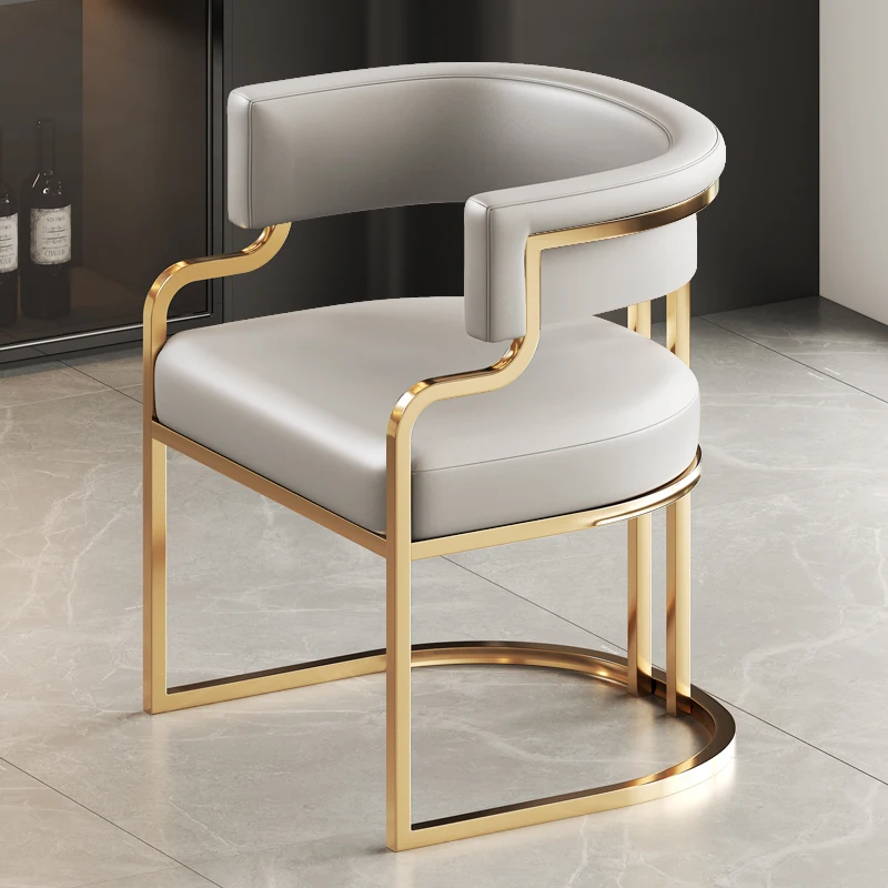 

Gold Floor Armrest Dining Chairs Luxury Living Room Leather Chair Designer Lounge Ergonomic Silla Comedor Nordic Furnitures