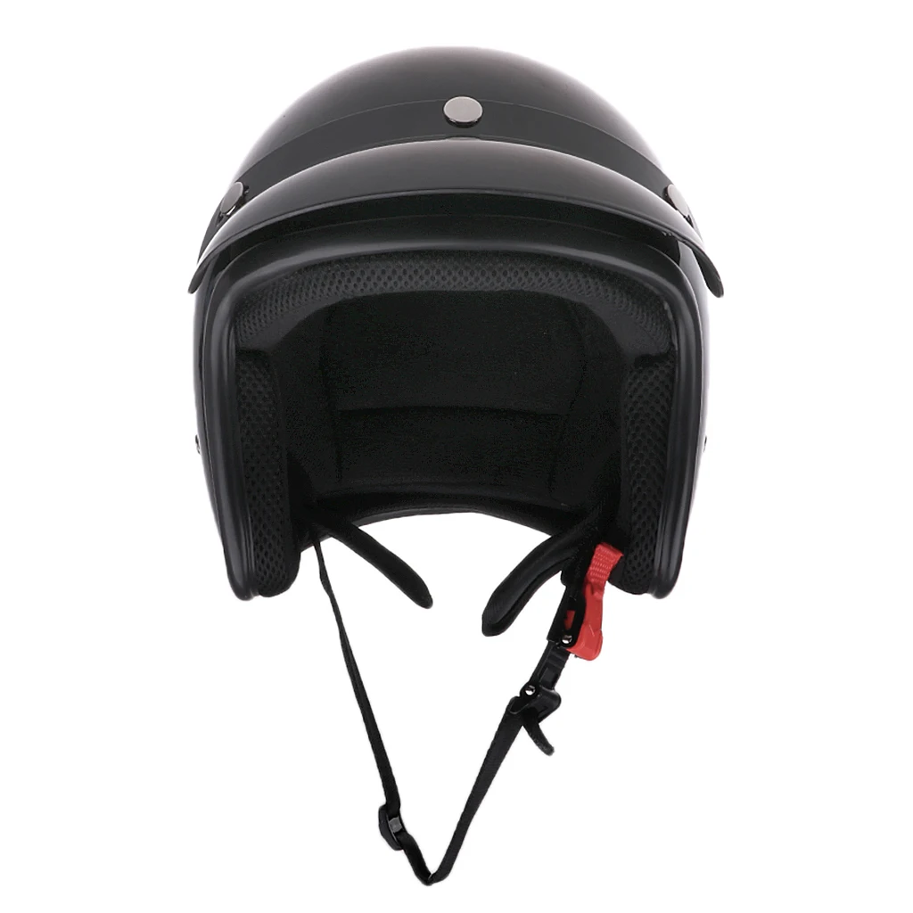 

Glossy Black ABS 3/4 Open Face Vintage Motorcycle Motorbike With Sun Visor